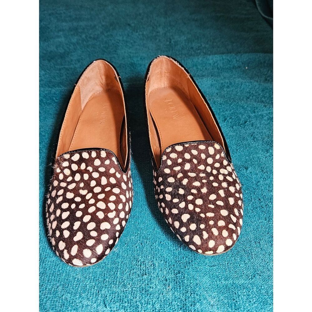J.Crew Cora Leopard Calf Hair Flats Size 6.5 Women